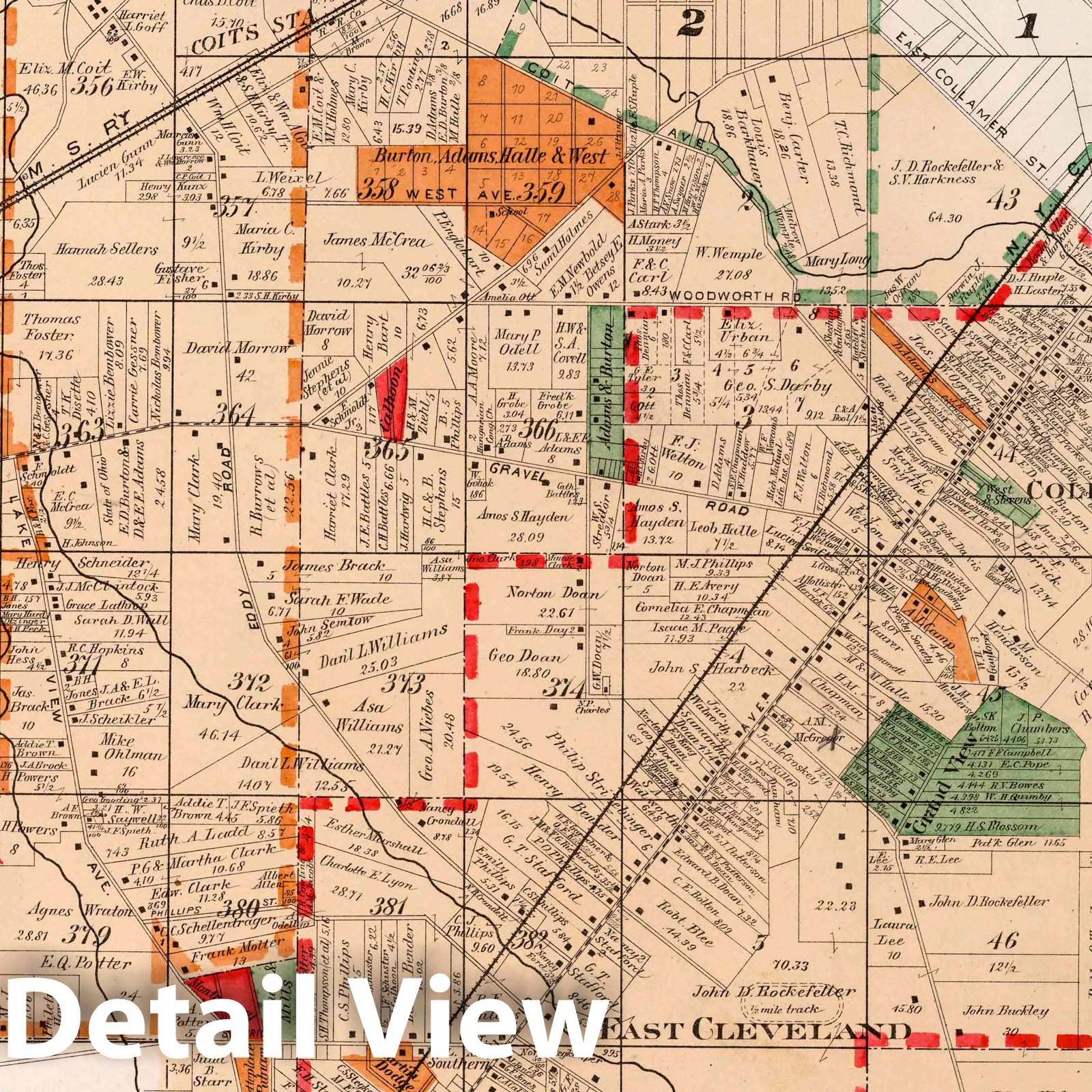East Cleveland, Ohio - Property Map, 1892 - Historical Map Print