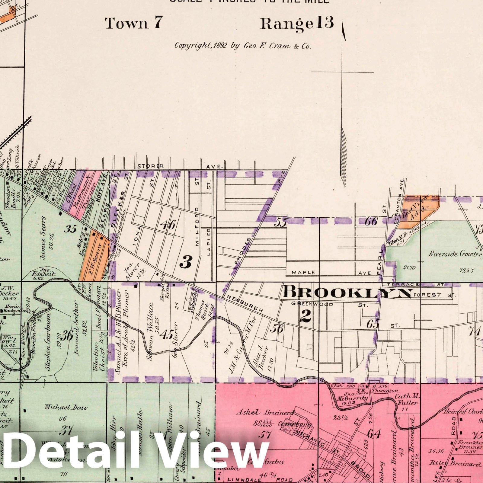 Brooklyn, Ohio - Property Map, 1892 - Historical Atlas Reproduction