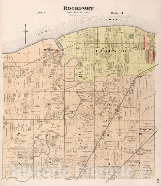 Rockport, Ohio - Property Map, 1892 - Historical Map Print