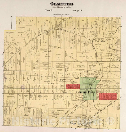 Olmsted Township - Property Map, 1892 - Historical Map Print