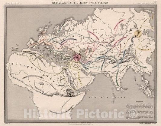 Migrations of Peoples, 1854 - Historical Map Print