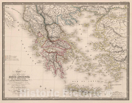 Ancient Greece, 1850 - Historical Map Print