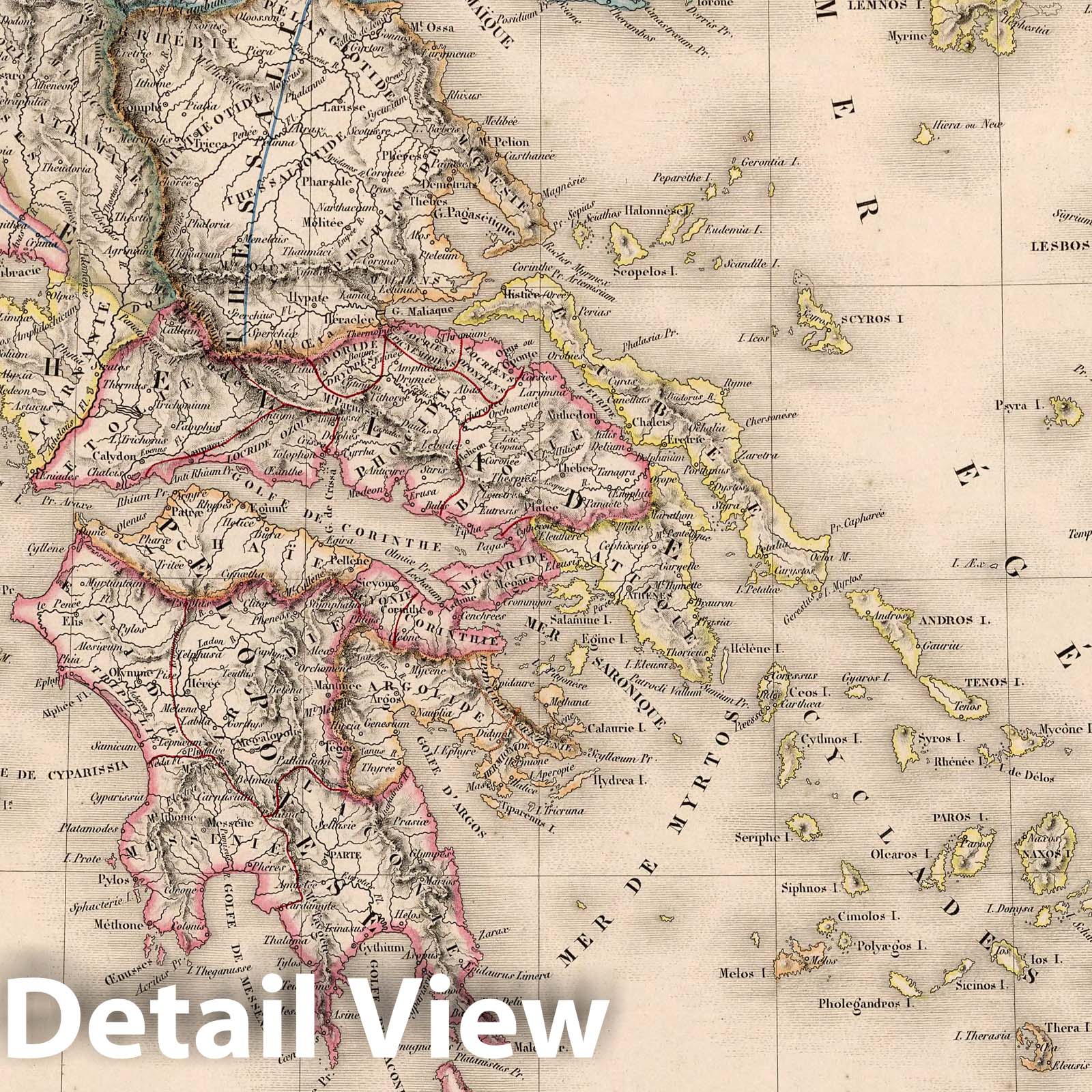 Ancient Greece, 1850 - Historical Map Print