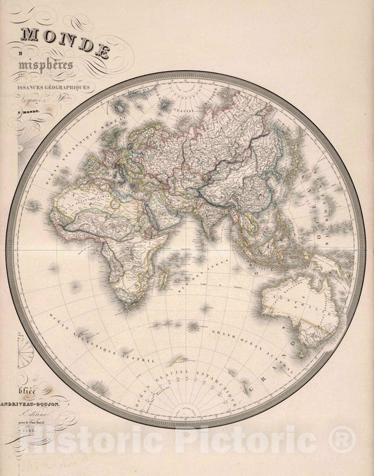 Eastern Hemisphere, 1851 - Historical Map Print