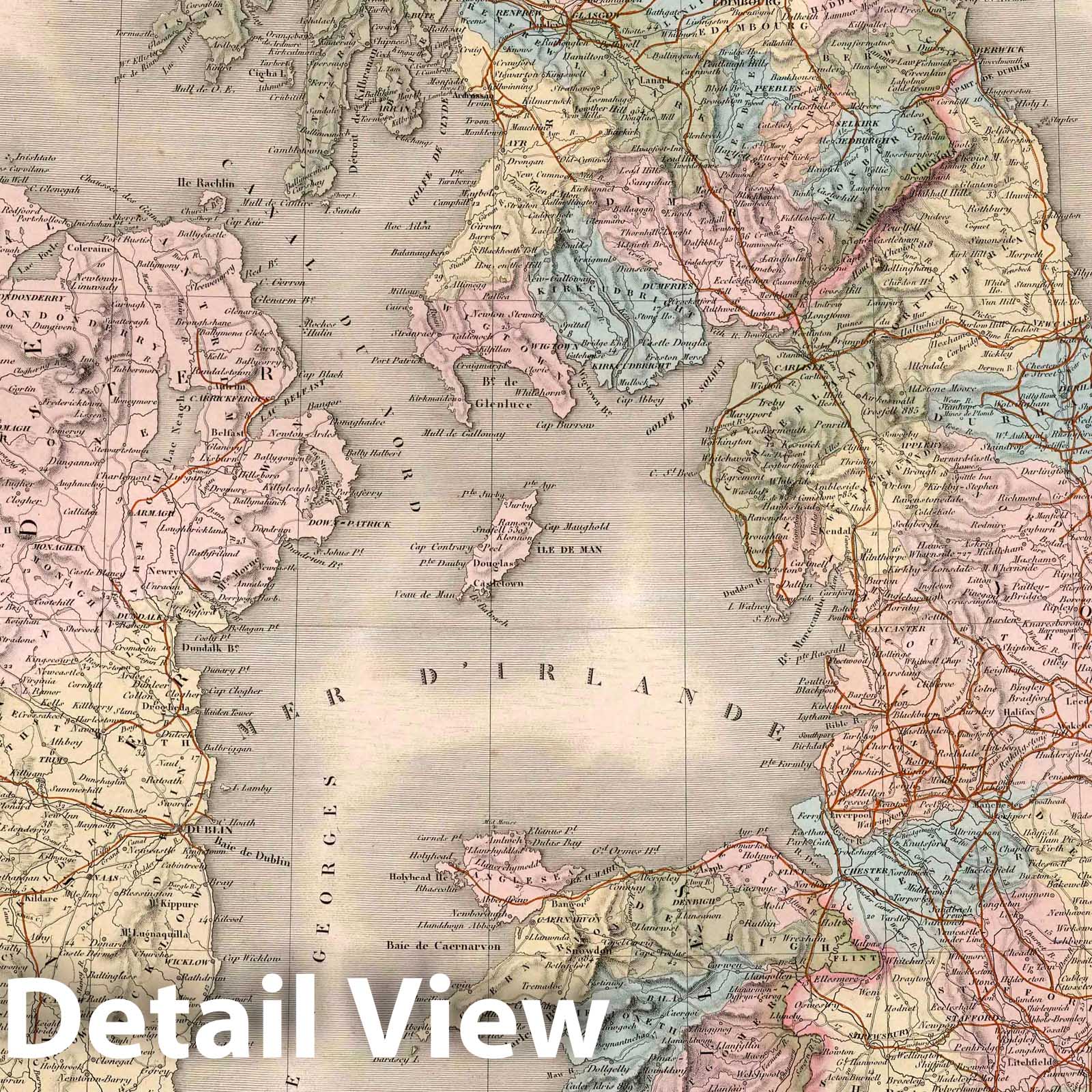 England, Scotland, Ireland with Shetland Inset, 1851 - Historical Map Print