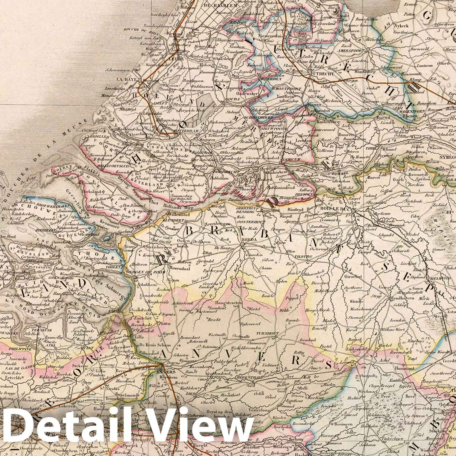 Netherlands and Belgium 1850 Historical Map Print