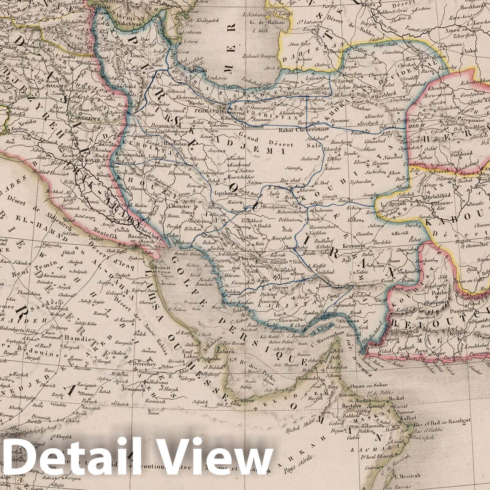 Turkey in Asia, Persia, Kabul, and Arabia, 1850 - Historical Map Print