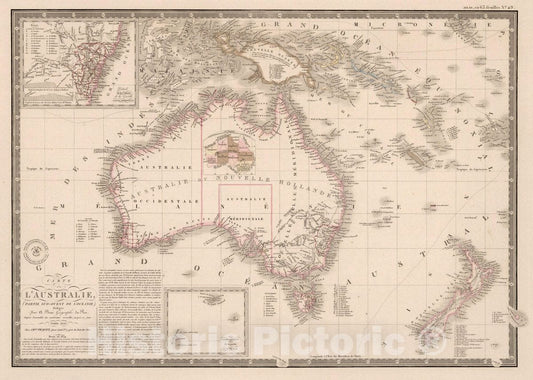 Australia, New Zealand, and New Guinea 1854 Historical Map Print