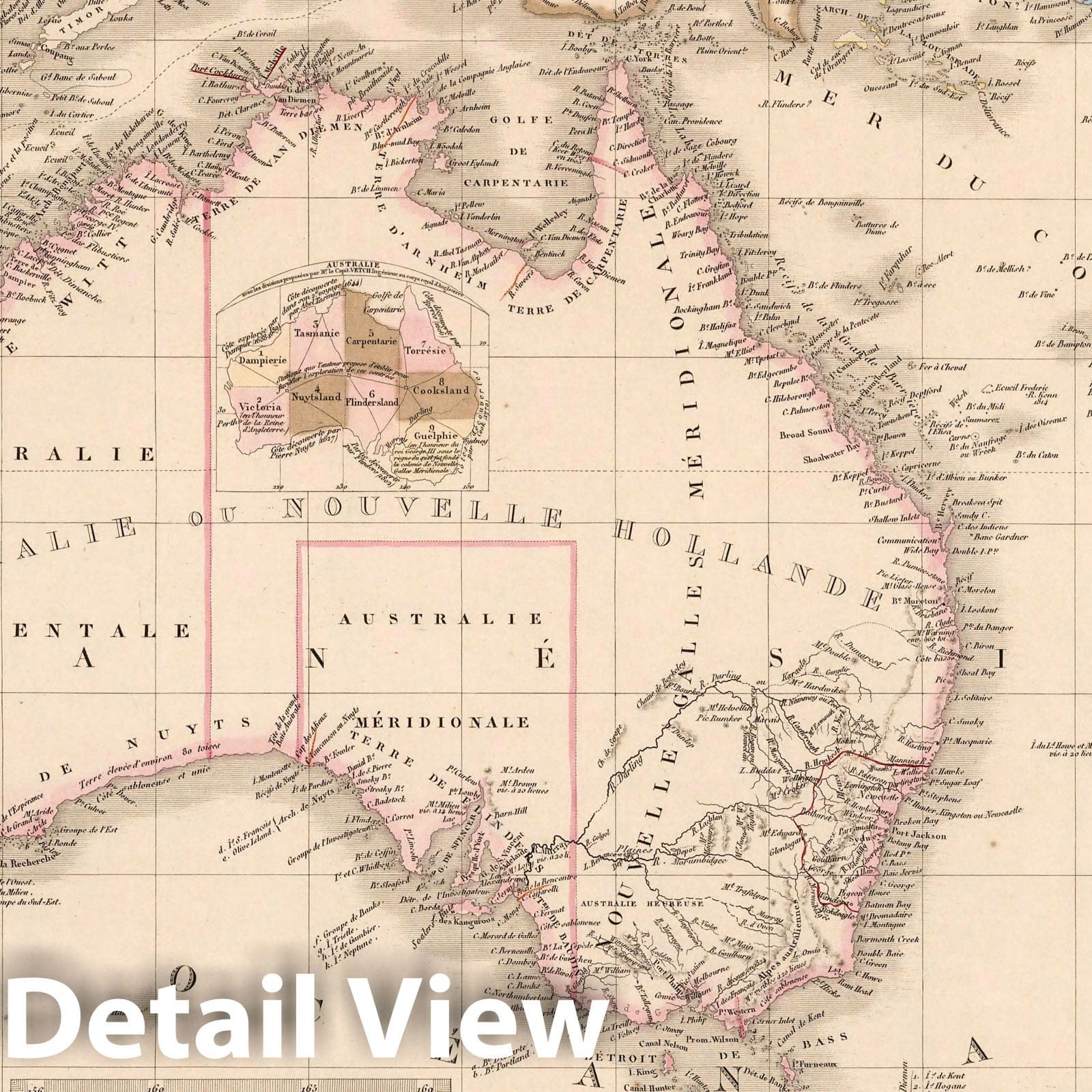Australia, New Zealand, and New Guinea 1854 Historical Map Print