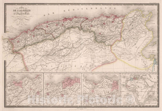 Algeria and Tunisia, 1853 - Historical Map Print