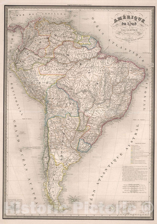 South America, 1849 - Historical Map Print