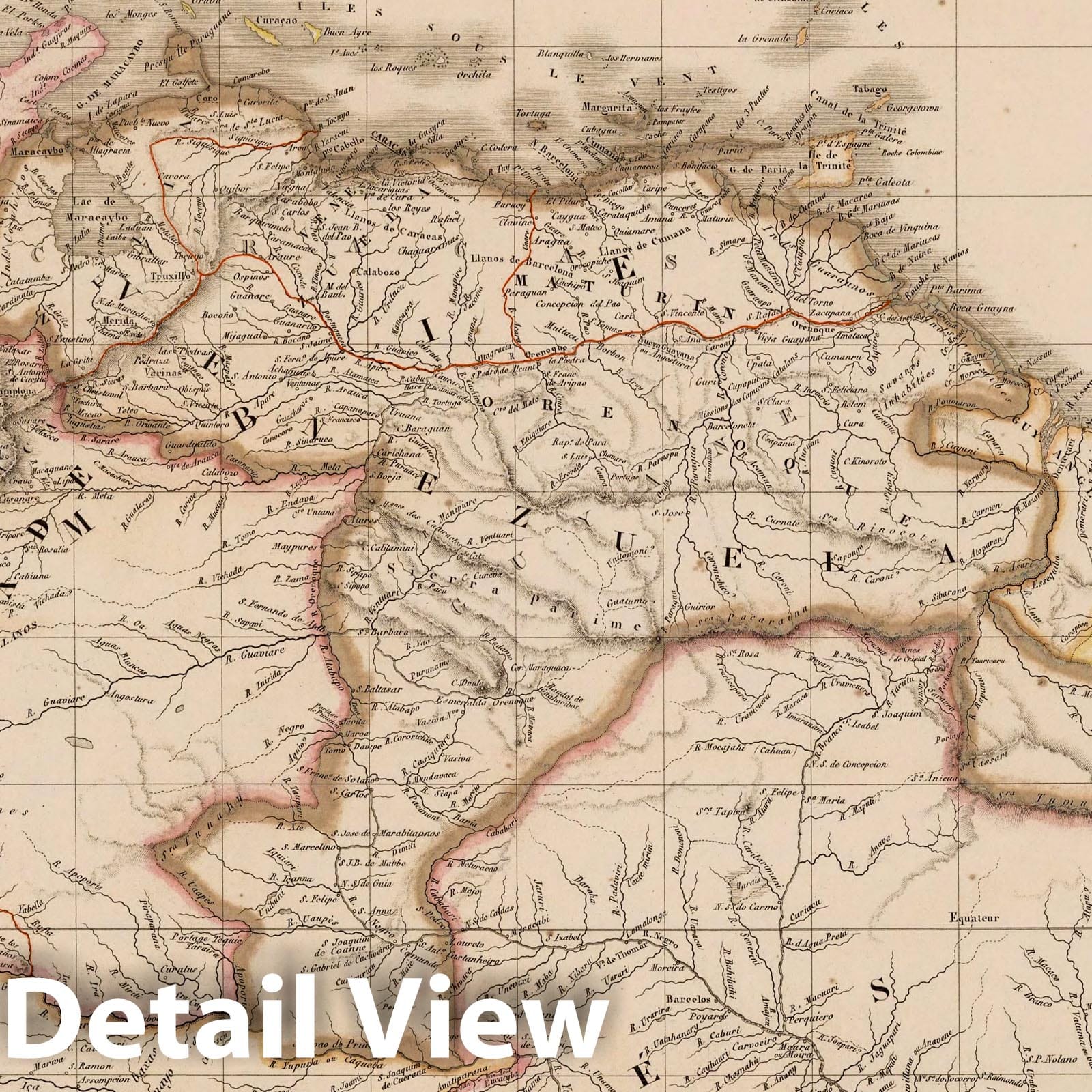 Colombia, Venezuela, Guyana, and Suriname, 1836 - Historical Map Print