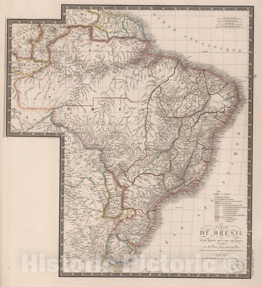 Historic Map : Brazil, Carte du Bresil, 1836 Atlas , Vintage Wall Art
