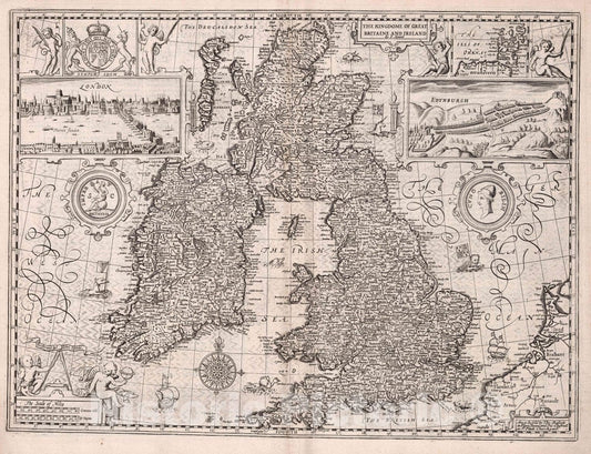 Historic Map : The Kingdome of Great Britaine and Ireland, 1676 Atlas - Vintage Wall Art