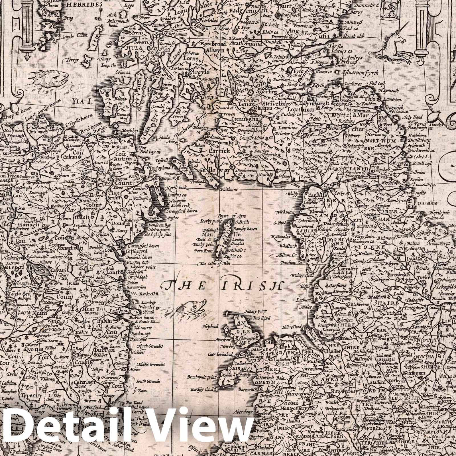 Great Britain, England, Scotland, and Ireland 1676 Historical Map Print