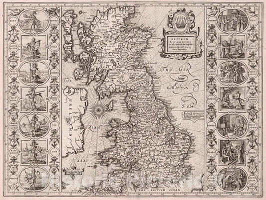 Britain During the English Saxon Period, 1676 - Historical Map Print
