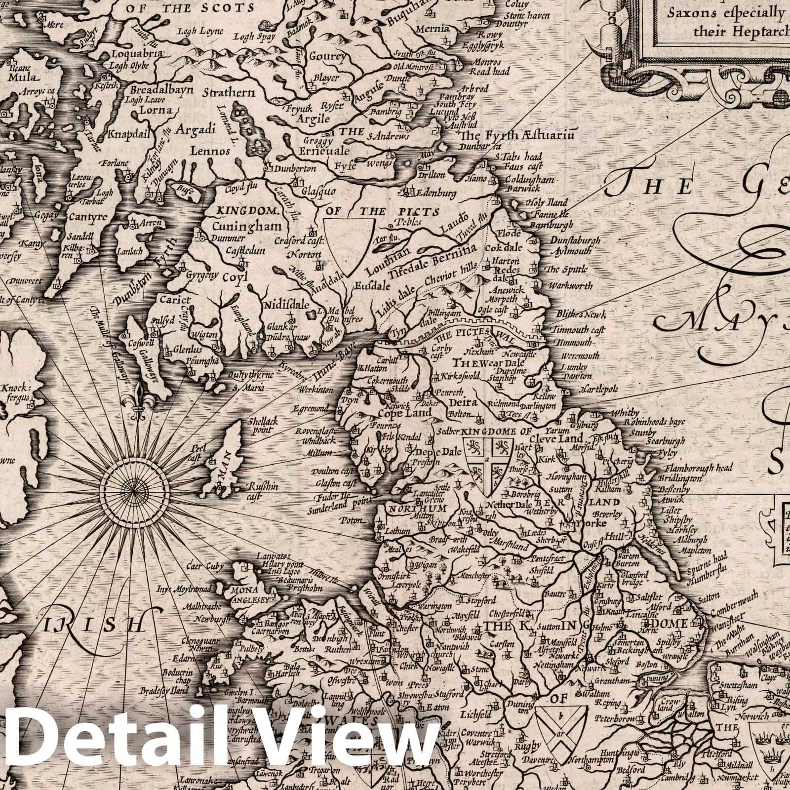 Britain During the English Saxon Period, 1676 - Historical Map Print