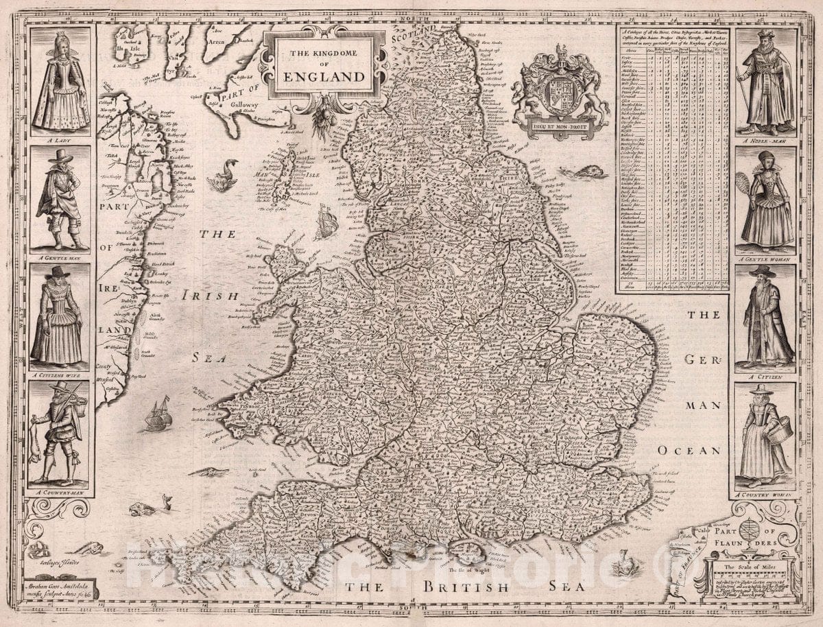 Historic Map : The Kingdome of England, 1676 Atlas - Vintage Wall Art