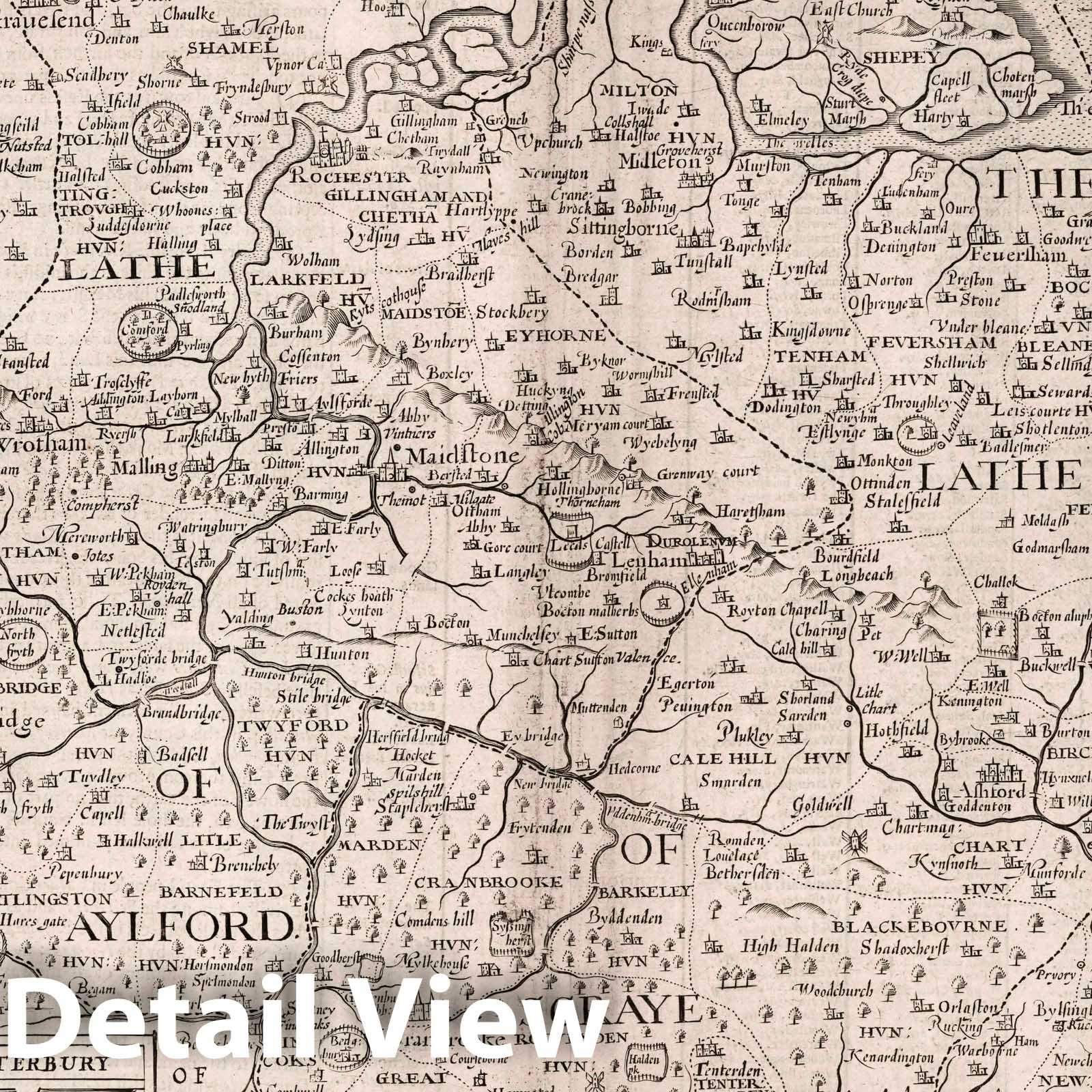 Kent, England 1676 Historical Map Print