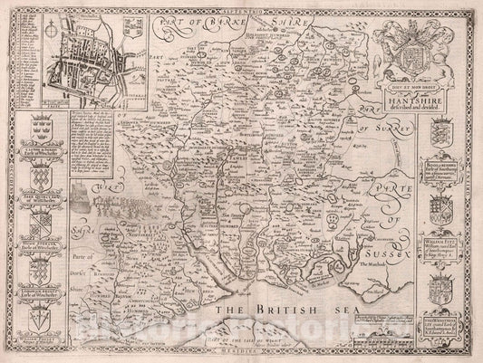 Hampshire England 1676 - Historical Map Print