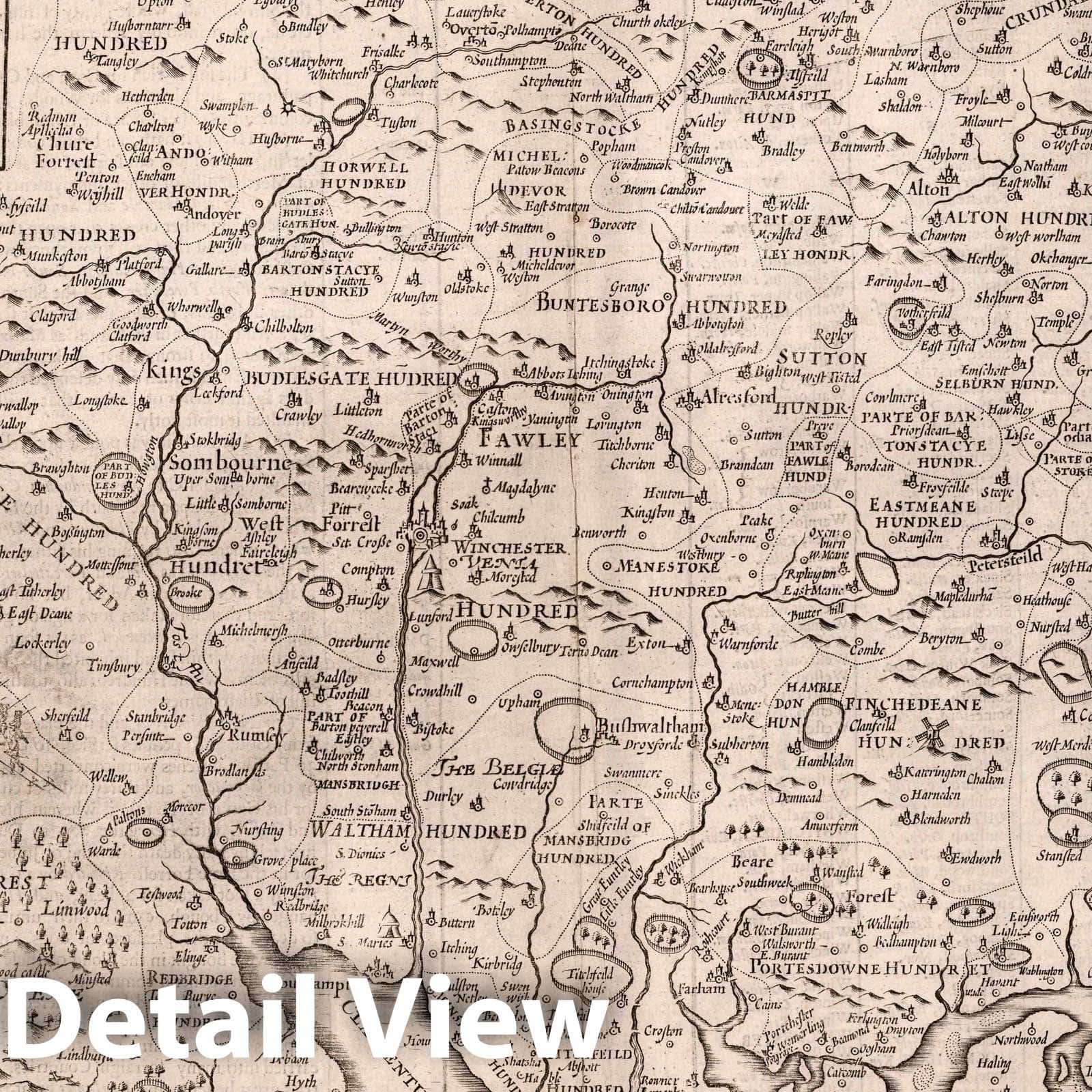 Hampshire England 1676 - Historical Map Print