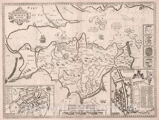 Isle of Wight, England, 1676 Historical Map Print