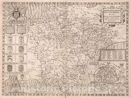 Devonshire, 1676 - Historical Map Print by John Speed