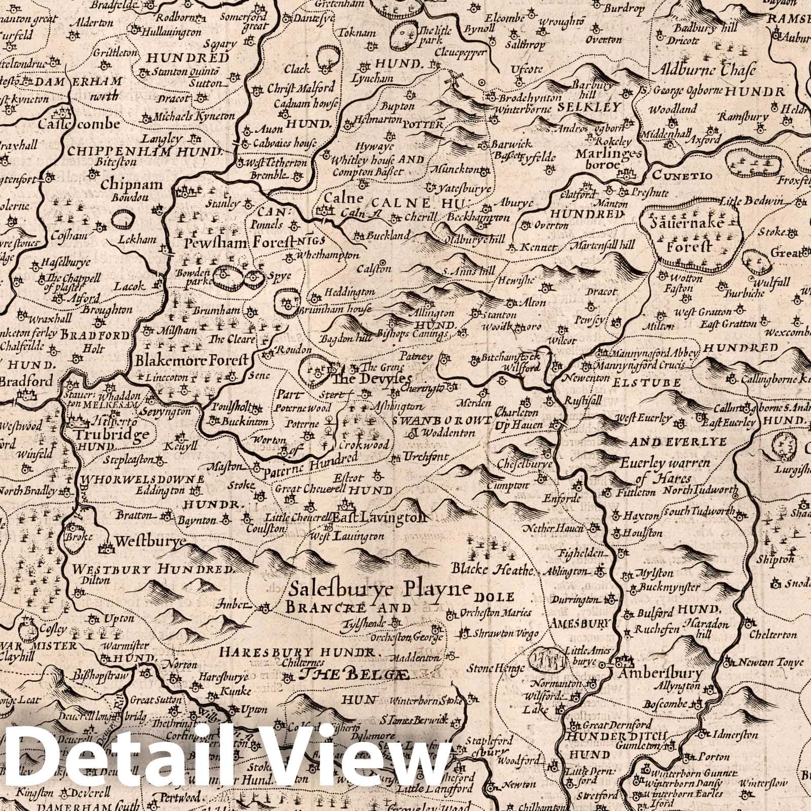 Wiltshire, England 1676 Historical Map Print