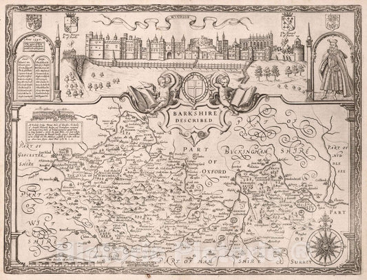 Berkshire England, 1676 - Historical Map Print