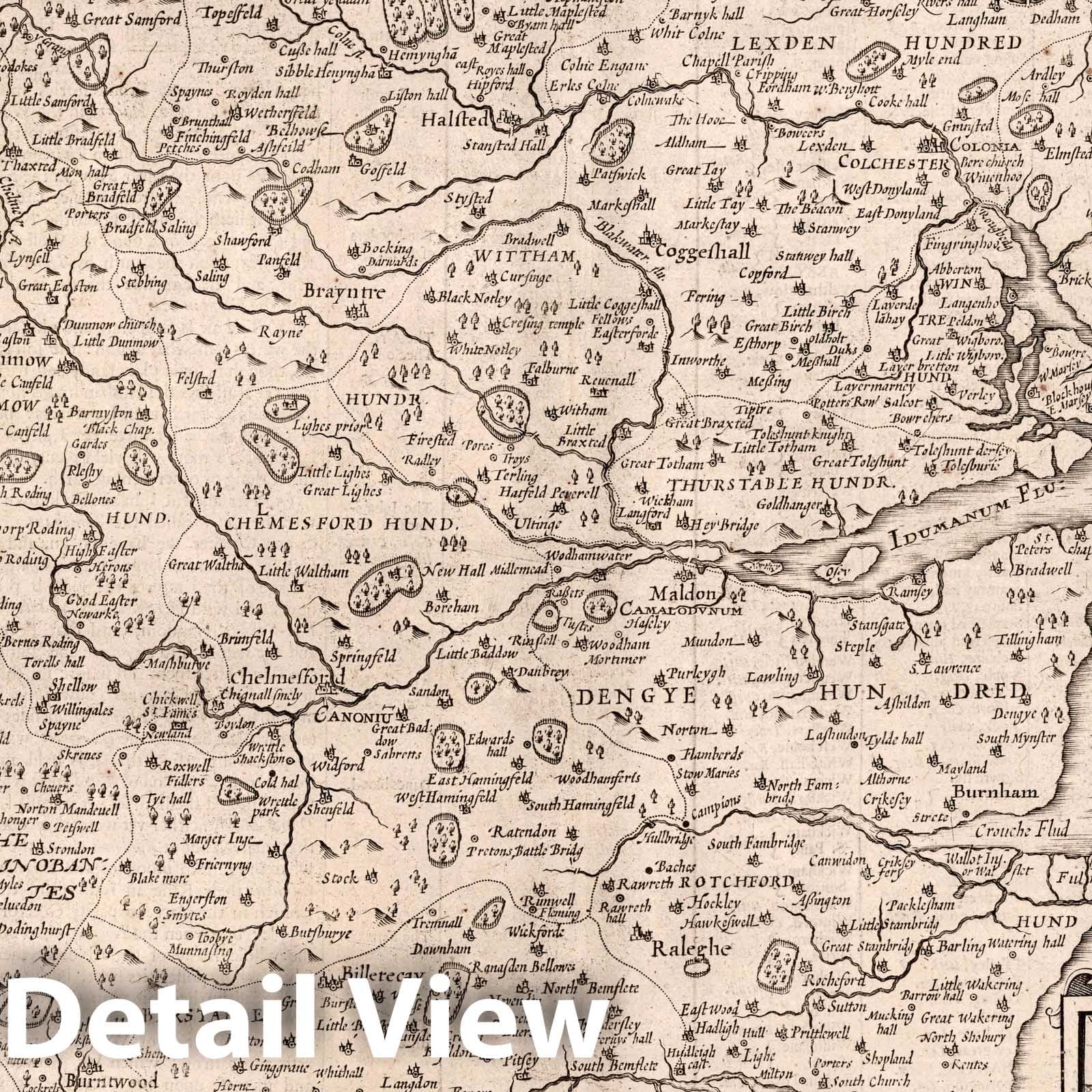 Essex, England 1662 Historical Map Print - John Speed