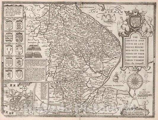 Lincolnshire, 1676 - Historical Map Print by John Speed