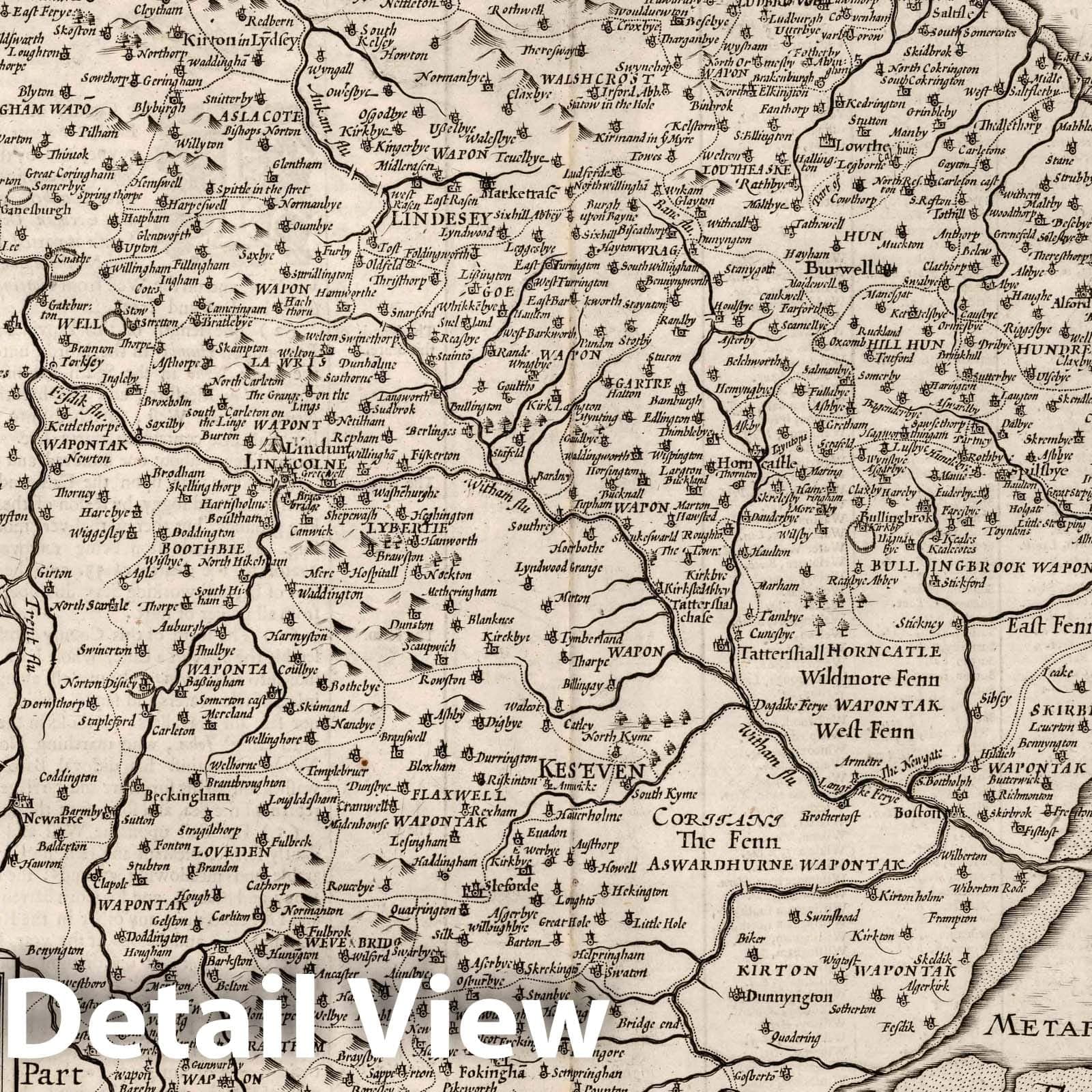 Lincolnshire, 1676 - Historical Map Print by John Speed