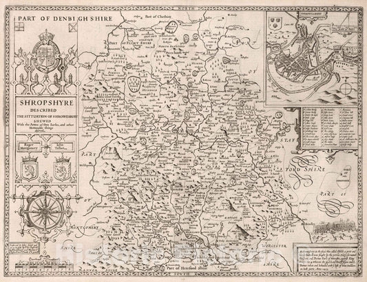 Shropshire, England 1676 Historical Map Print