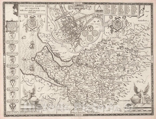 Cheshire (County Palatine of Chester), 1676 - Historical Map Print