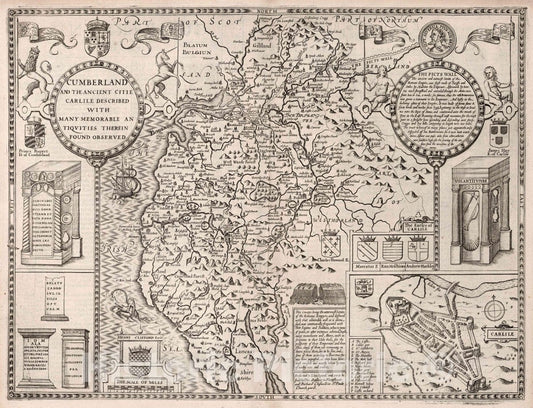 Cumberland, England 1676 Historical Map Print