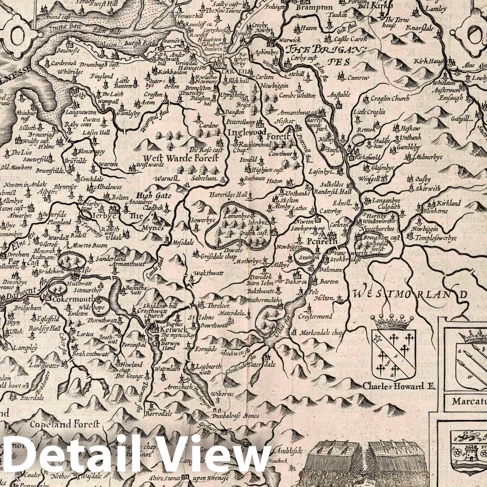 Cumberland, England 1676 Historical Map Print