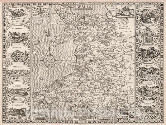Historic Map : Wales, 1676 Atlas - Vintage Wall Art