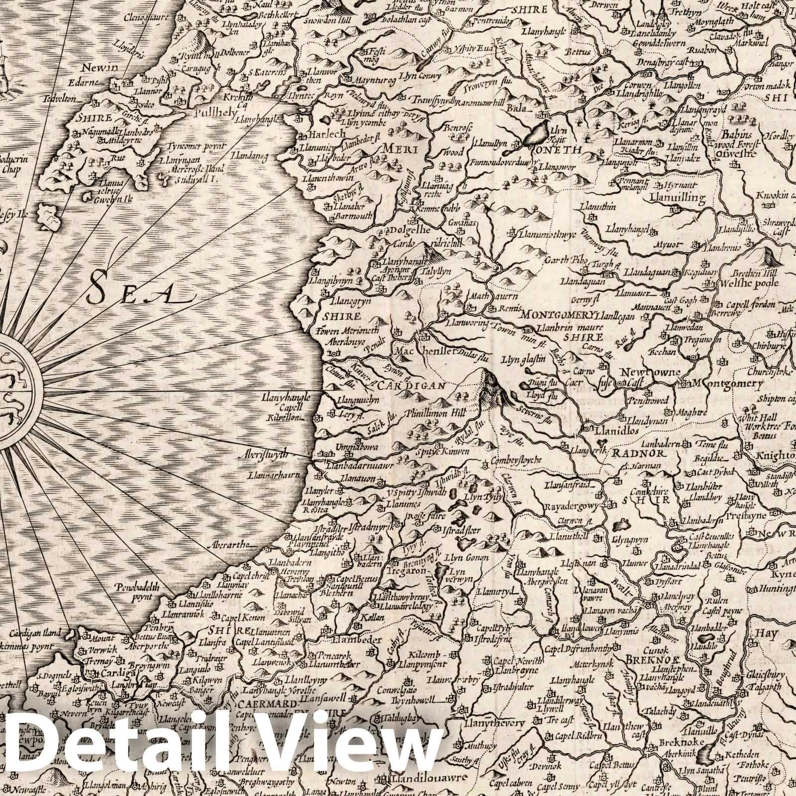 Wales, 1676 - Historical Map Print by John Speed