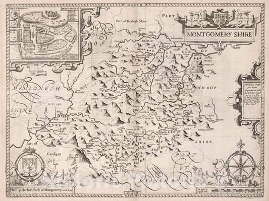 Montgomery, Wales 1676 - Historical Map Print
