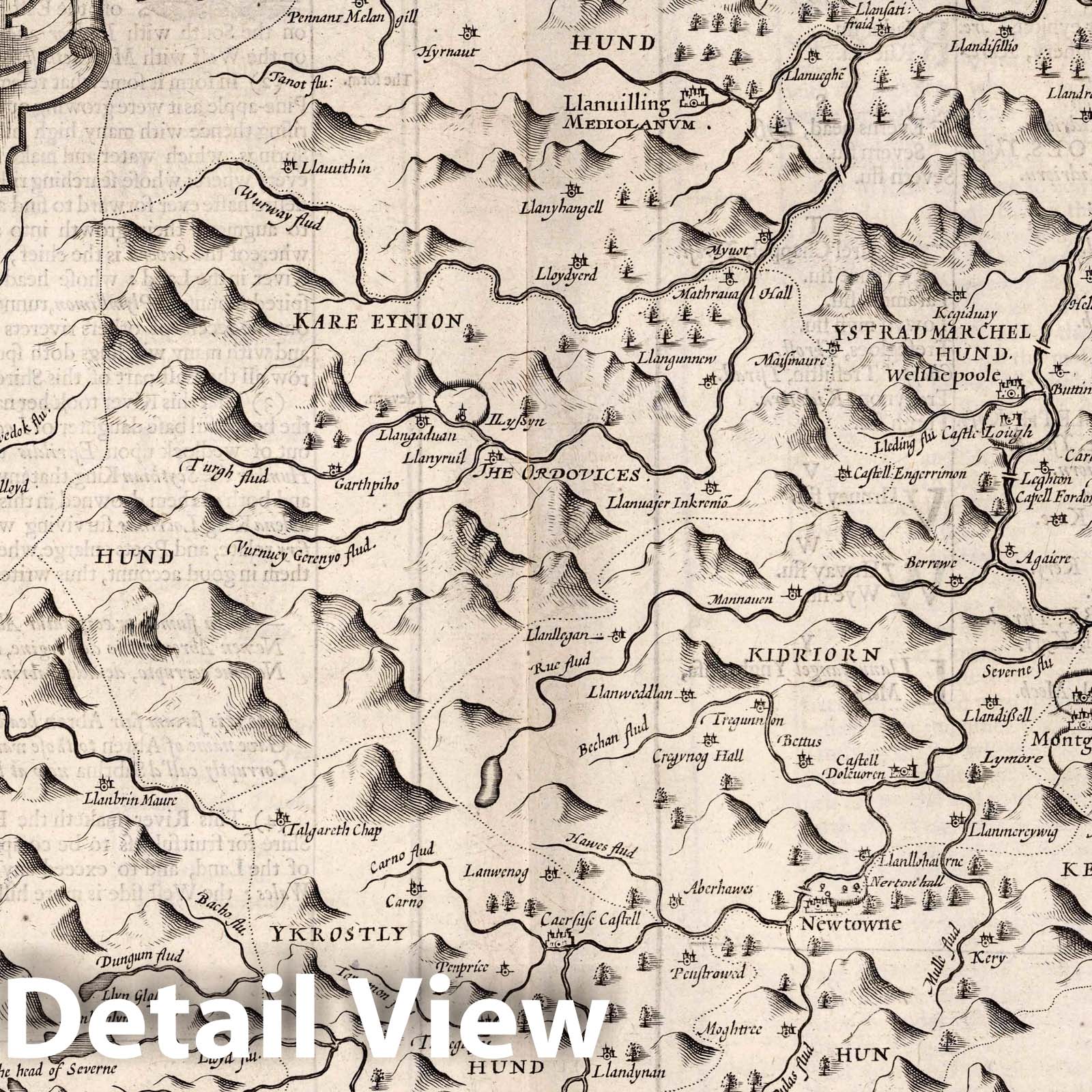 Montgomery, Wales 1676 - Historical Map Print