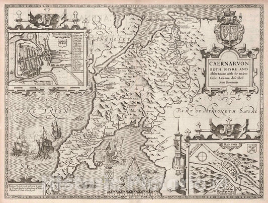 Caernarfonshire, Wales 1610 Historical Map Print