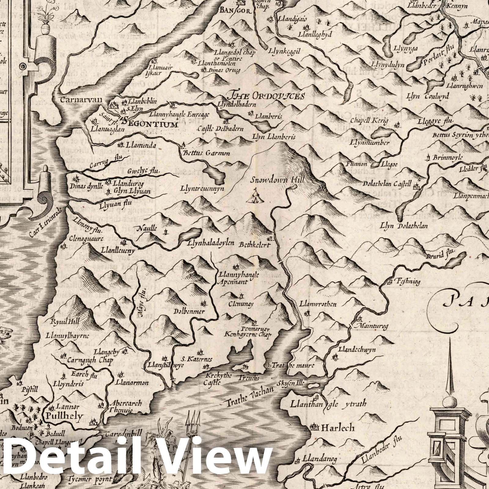 Historic Map : Caernarvon Both Shyre and Shire-Towne, 1610 Atlas - Vintage Wall Art