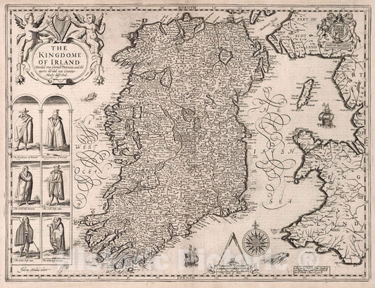 Historic Map : Ireland, The Kingdome of Irland, 1676 Atlas , Vintage Wall Art