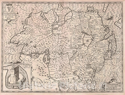 Ulster, Ireland 1676 Historical Map Print - John Speed Atlas Reproduction