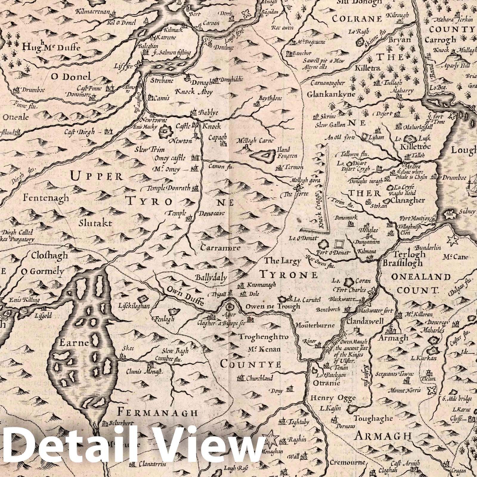 Historic Wall Map : The Province Ulster. (Inset) Enis Kelling Fort, 1676 Atlas - Vintage Wall Art