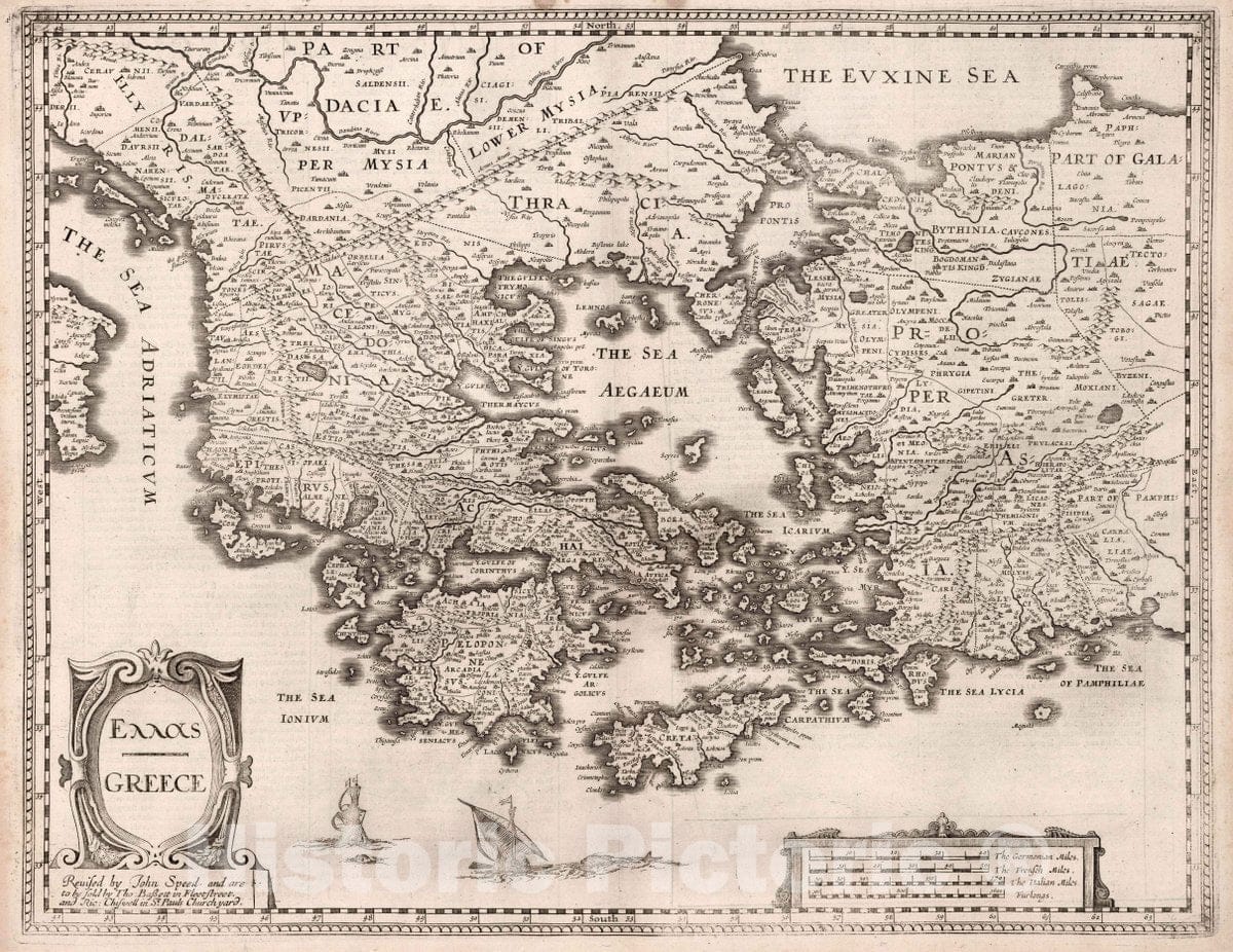 Historic Map : Greece, 1676 Atlas - Vintage Wall Art