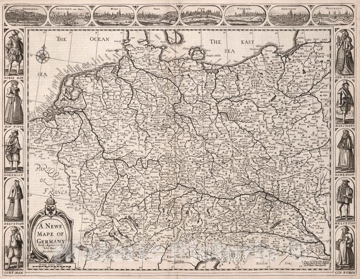 Historic Map : A Newe MAPE of Germany, 1626 Atlas - Vintage Wall Art