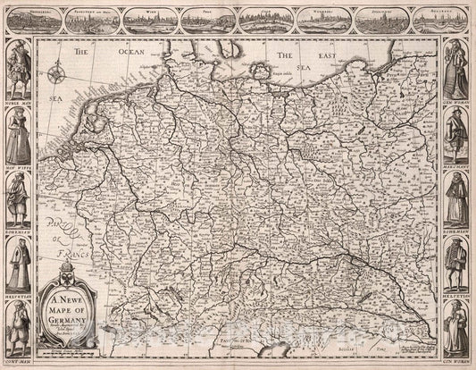 Germany, Netherlands, Poland, Austria 1626 Historical Map Print