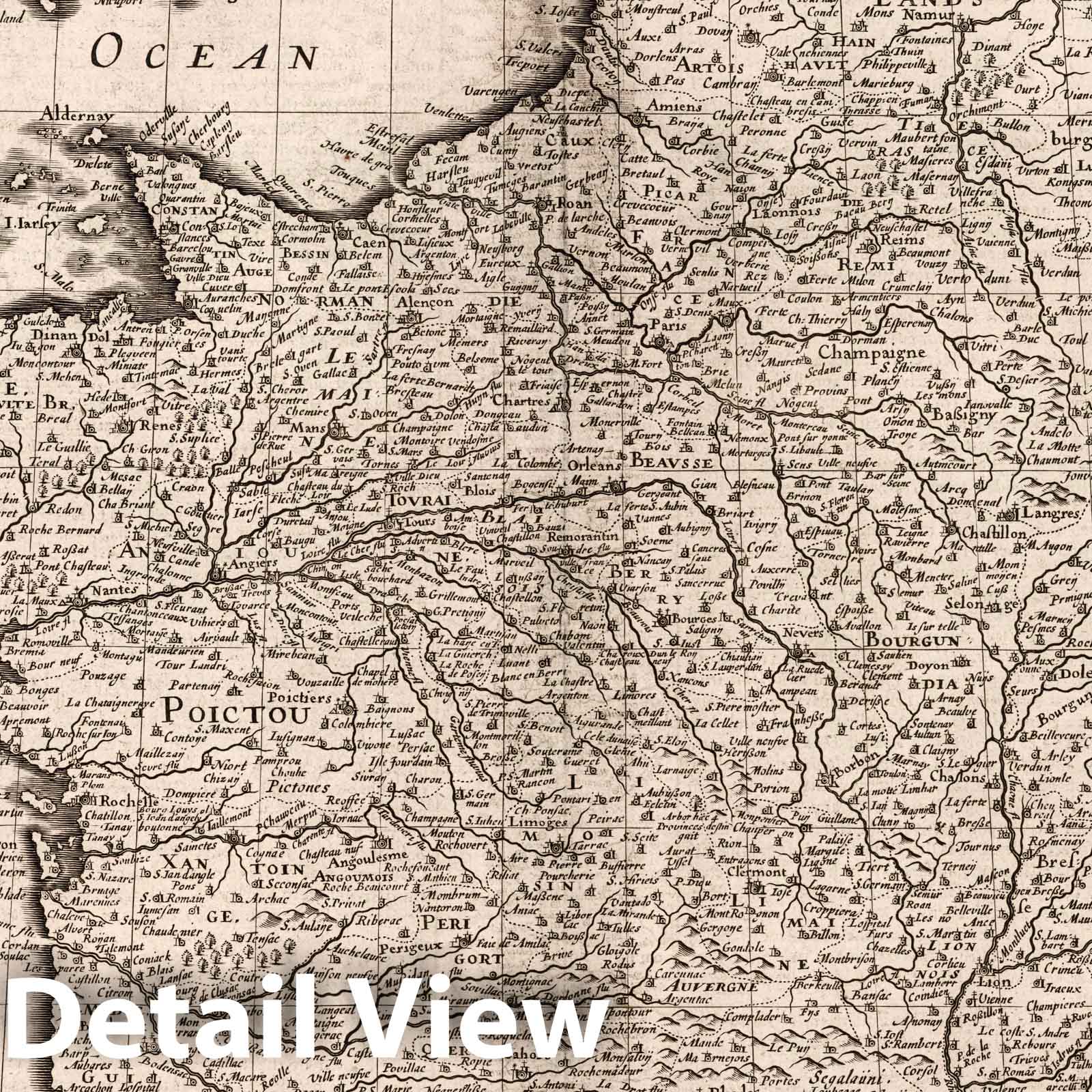 France, 1676 - Historical Map Print by John Speed