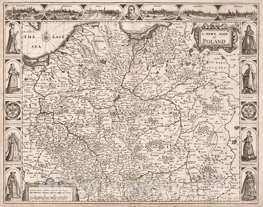 Historic Map : Poland, A Newe MAPE of Poland, 1676 Atlas , Vintage Wall Art